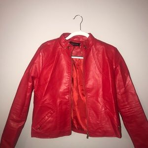Red leather jacket